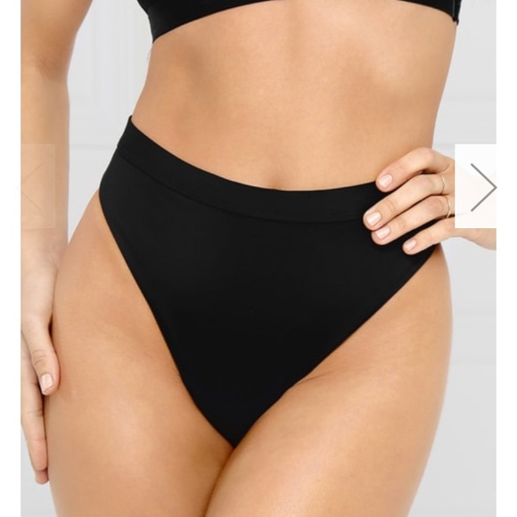 black high waisted high leg bikini bottoms